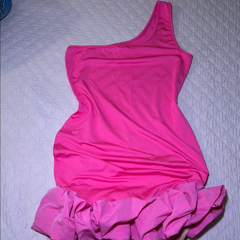 Vibrant Pink One-Shoulder Dress